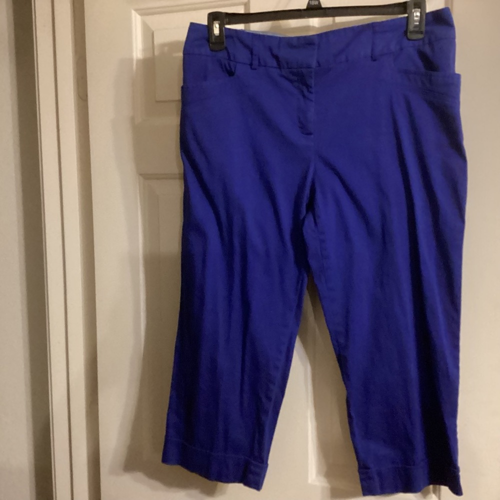 I.N. Studio blue 14 zip pocketed capri sewed cuffs in good light faded condition